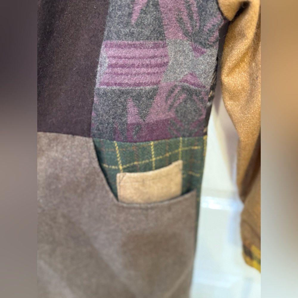 Sacred Threads Multicolor Patchwork 100 % Wool Co… - image 7